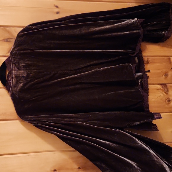 Free People sz S Velvet Bed Jacket - Picture 7 of 10